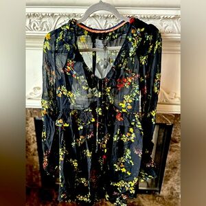 Anthropologie XS black shear knee length dress